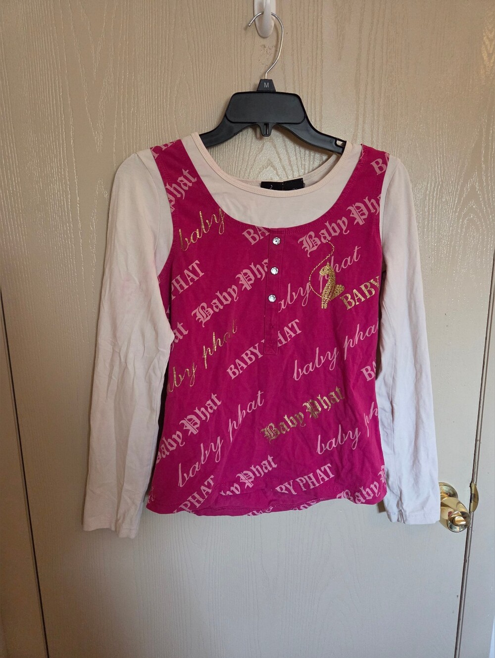 Baby Phat Girlz Long Sleeve Pink Vest Brand Logo Tee Vintage Y2k Size XL